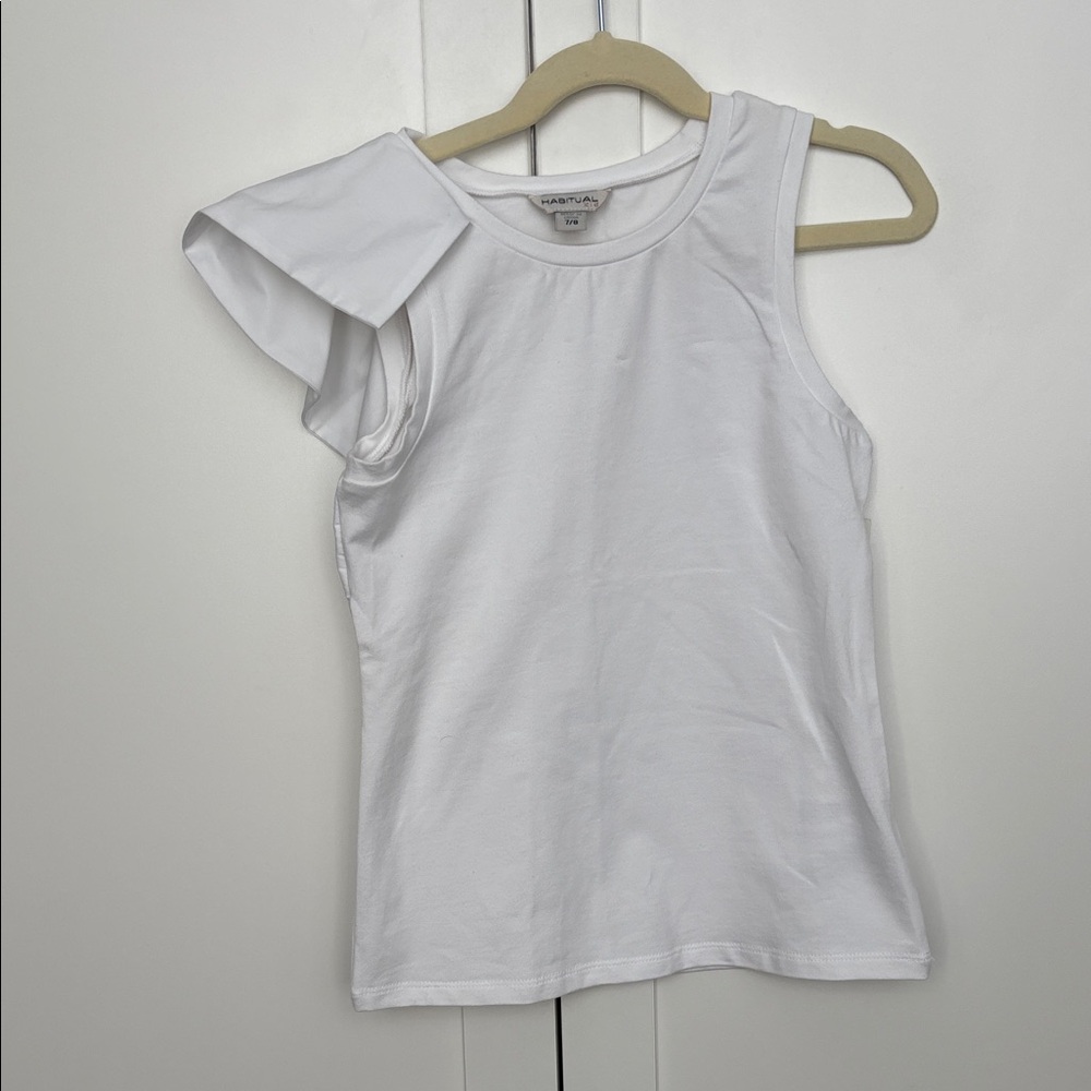 Habitual Girls' White Sleeveless Top with Ruffle Detail size 7-8 NWT